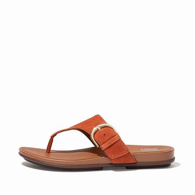 Fitflop Women's GRACIE Buckle Suede Toe-Post Sandals - Brown, KY6138245